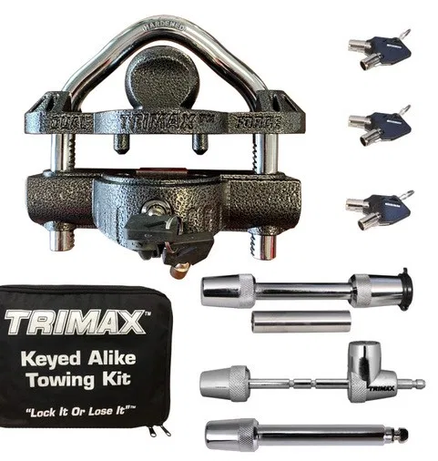 TCP50 – TRIMAX Trailer Hitch Lock, Trailer Coupler Lock Includes Part Number TS32 1/2 Inch or 5/8 Inch Sleeved Receiv...